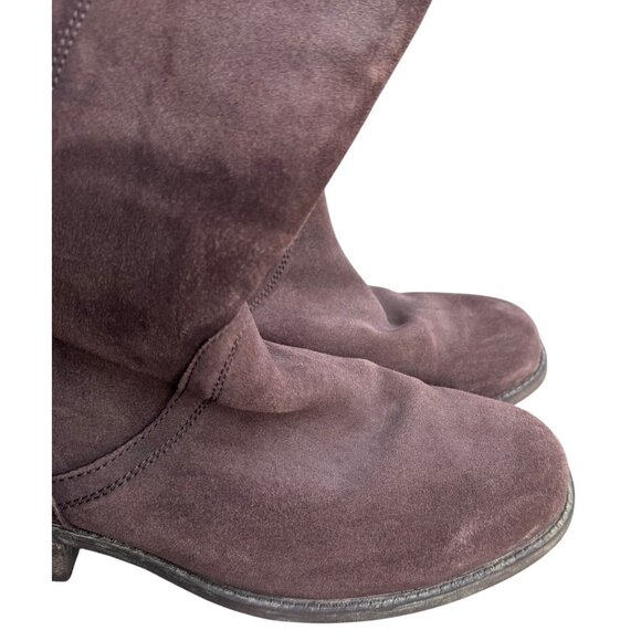 UGG Women's Brown Suede Knee-High Boots Size 9.5 With Side Zipper & Wooden Heel - Picture 6 of 12